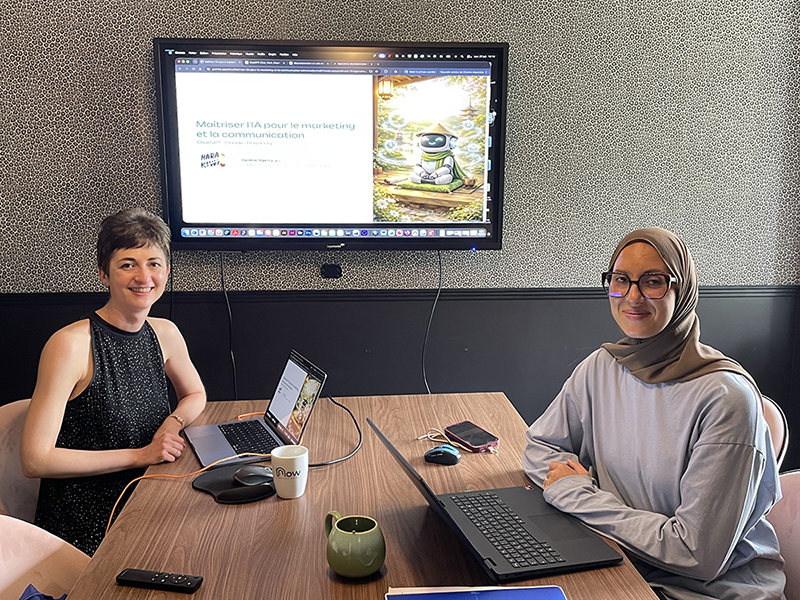 Émilie Mariti et Myriam en formation IA présentiel chez Harakiwi