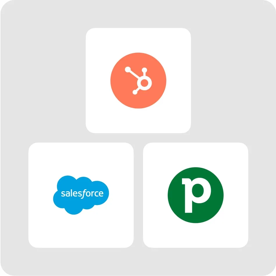 Integrate CRM platforms like Salesforce, HubSpot, and Pipedrive
