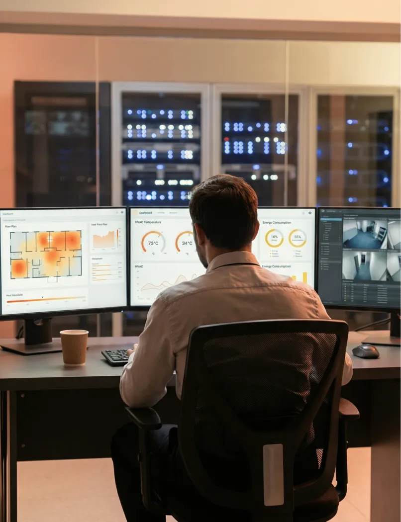 Visual of Employee working in smart office environment