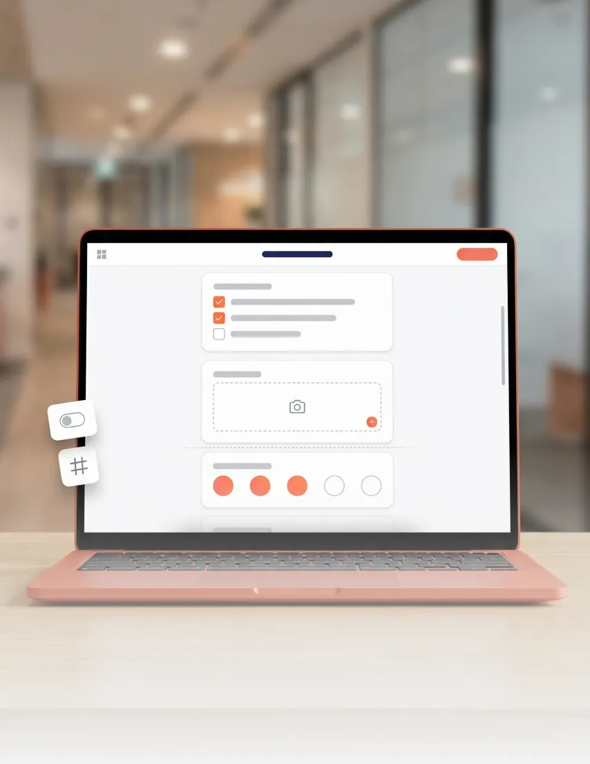 Laptop displaying customizable checklist interface.