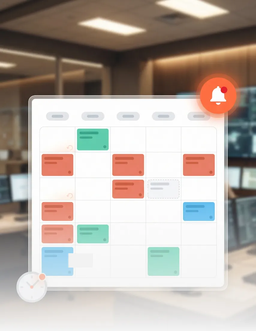 Maintenance inspection calendar with deadline alerts