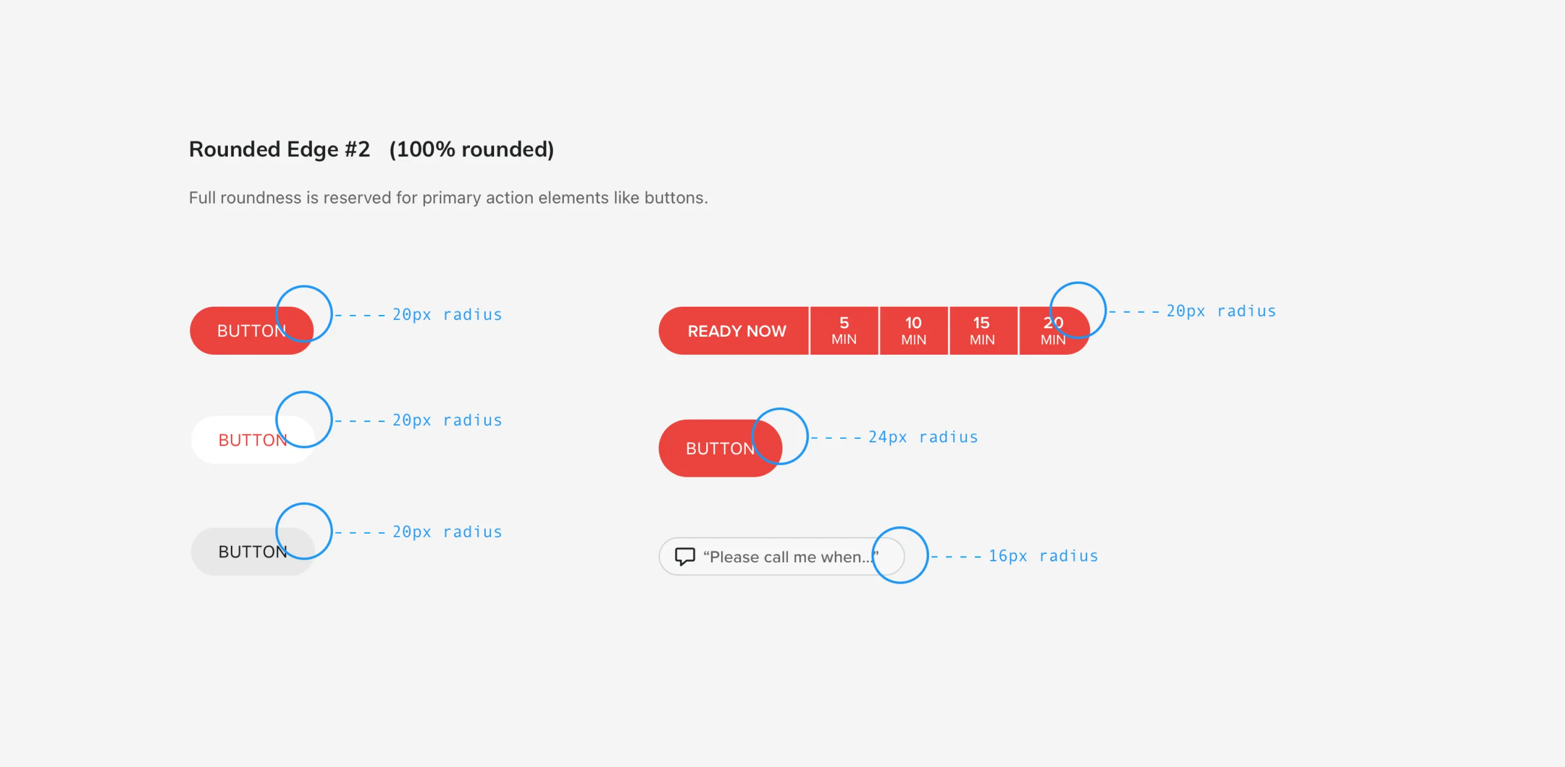Example of design documentation system for button elements