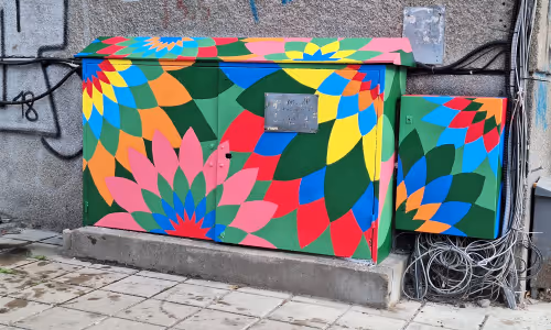 Electrical panel on the side of a building