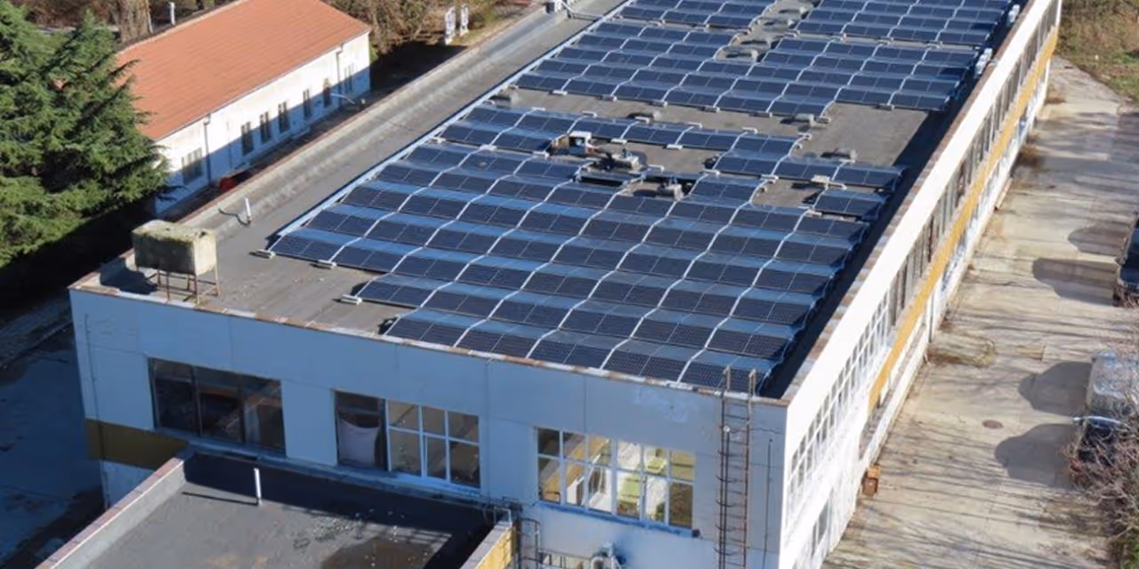 Solar panels on the roof of a building