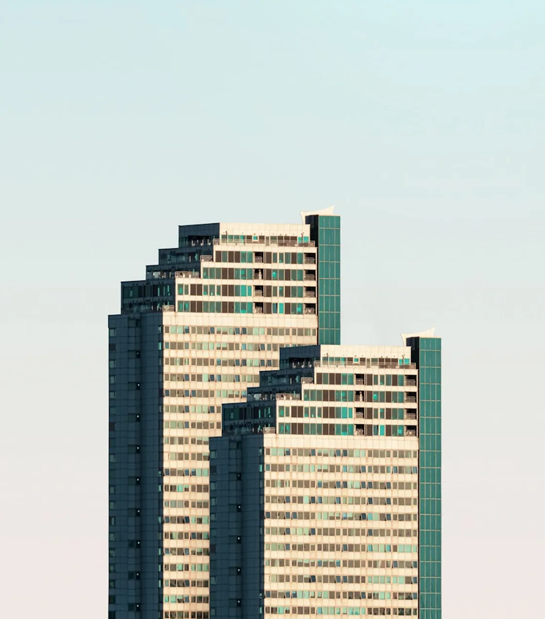 Modern high-rise buildings against a clear sky