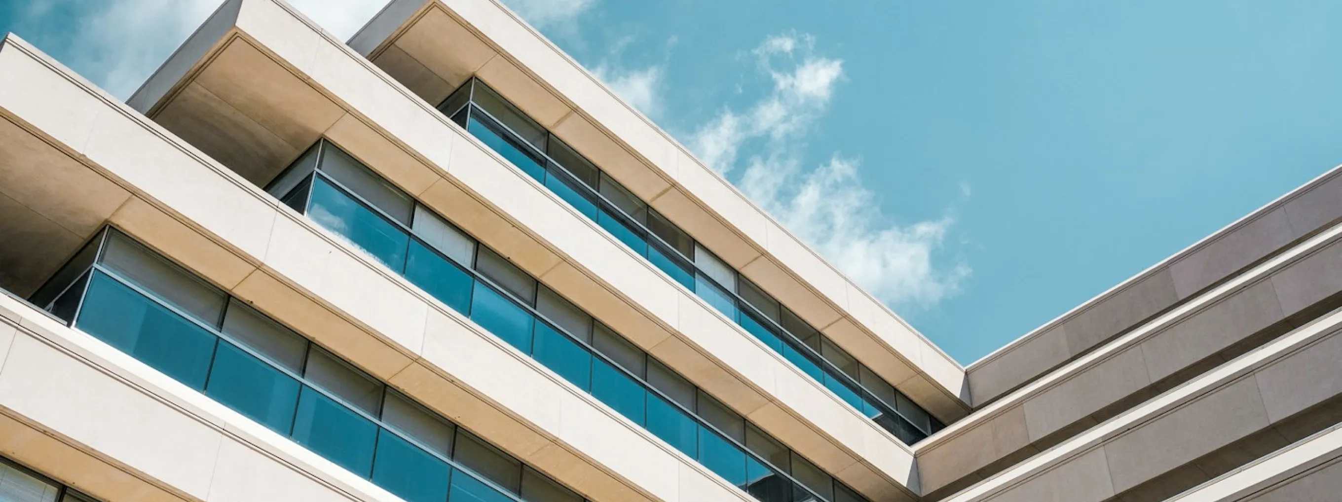 Modern building with glass balconies