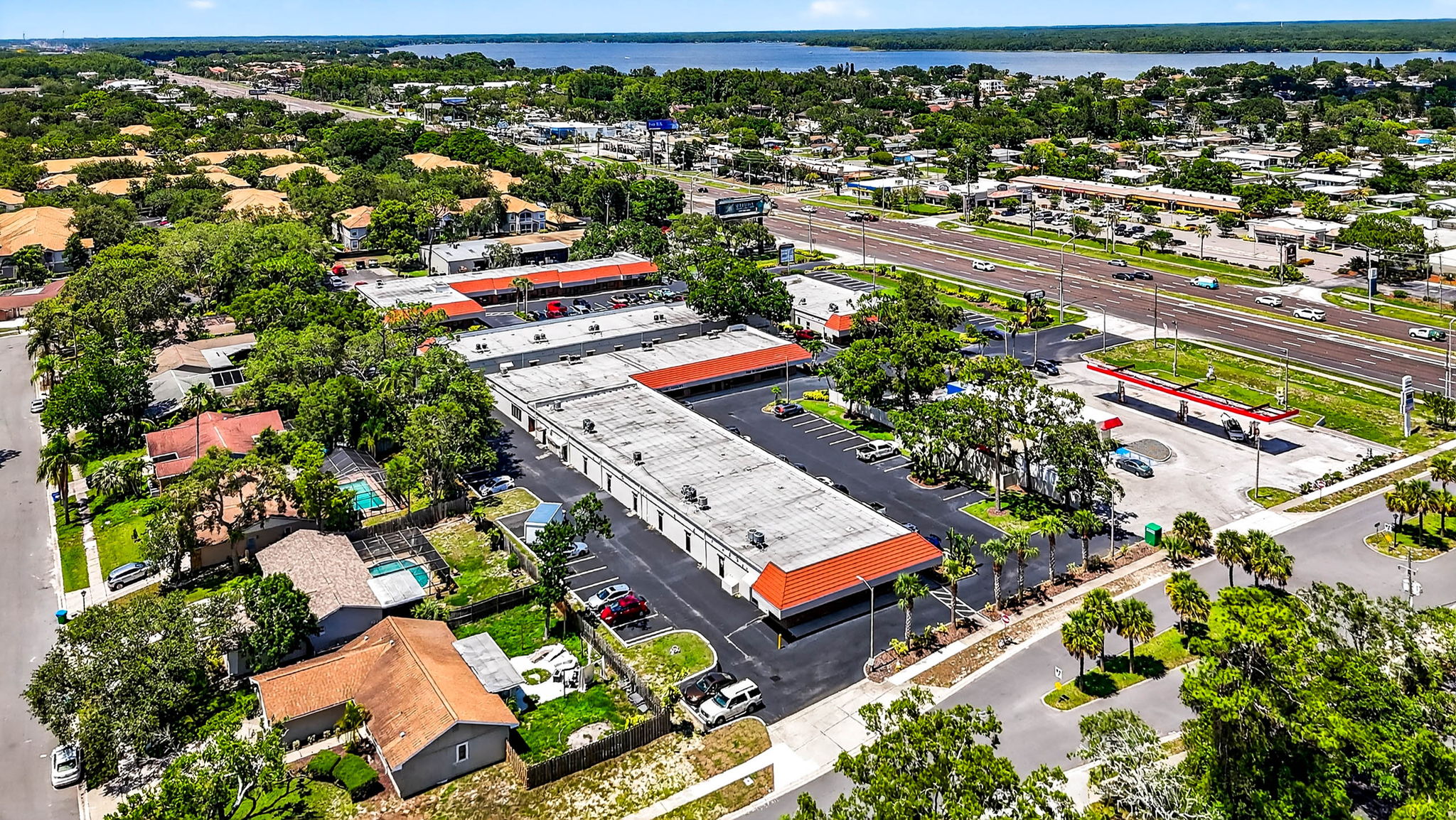 Aerial view of Palm Harbor Professional Center with Gulf of Mexico in the distance