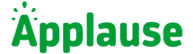 Green Applause logo with stylized text and a small star or burst graphic