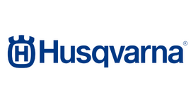Husqvarna logo in blue and white with iconic brand typography