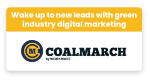 CoalMarch digital marketing banner with yellow background and company logo