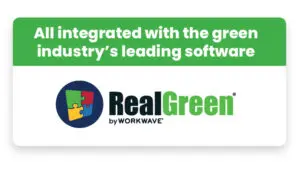 RealGreen software logo highlighting integration with green industry solutions