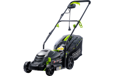 Electric lawn mower with black and green color design