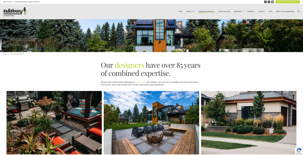 Modern landscape design with outdoor seating areas and contemporary homes