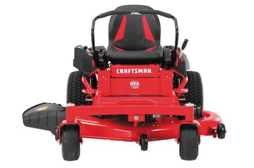 Red Craftsman zero-turn riding lawn mower on white background