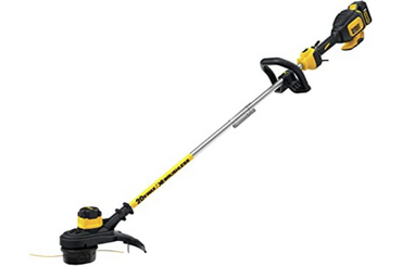 Yellow and black cordless string trimmer for lawn maintenance