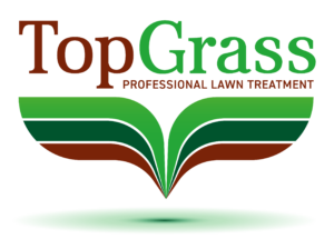 TopGrass logo with green and brown leaf-like design for lawn treatment