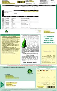 Vintage document with text, logos, and green color scheme