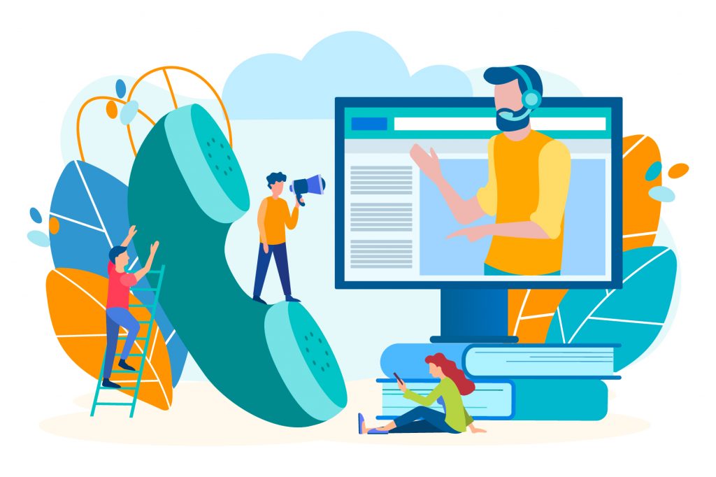 Online communication, education and collaboration concept with computer screen