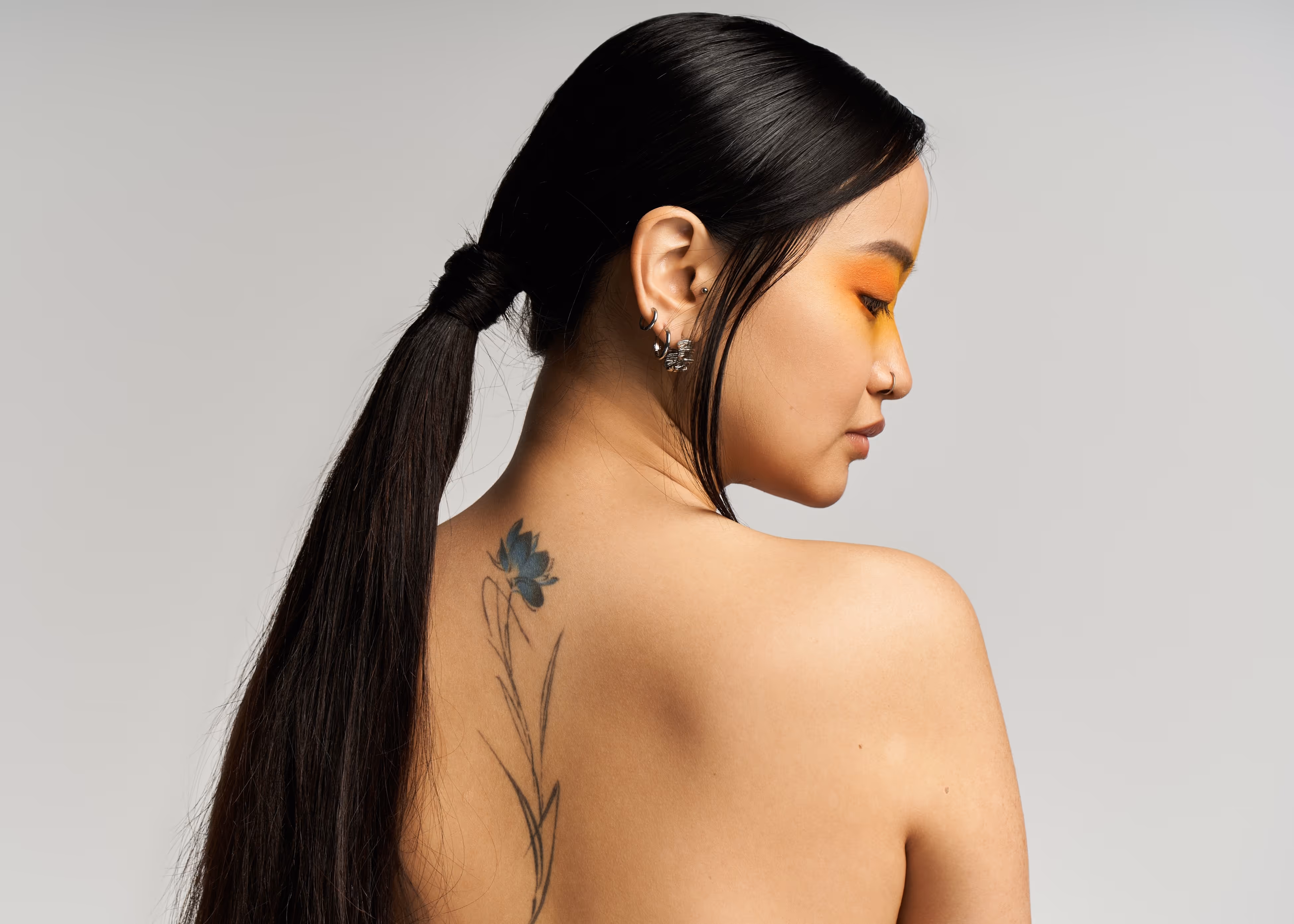 woman with long pony tail