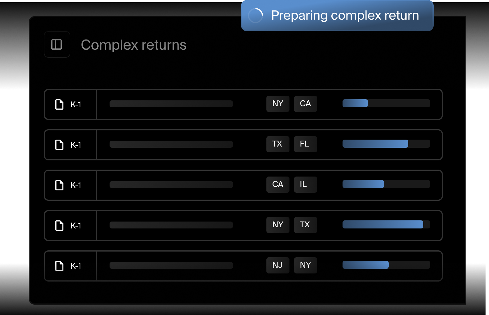 Tax Autopilot preparing complex multi-state returns.