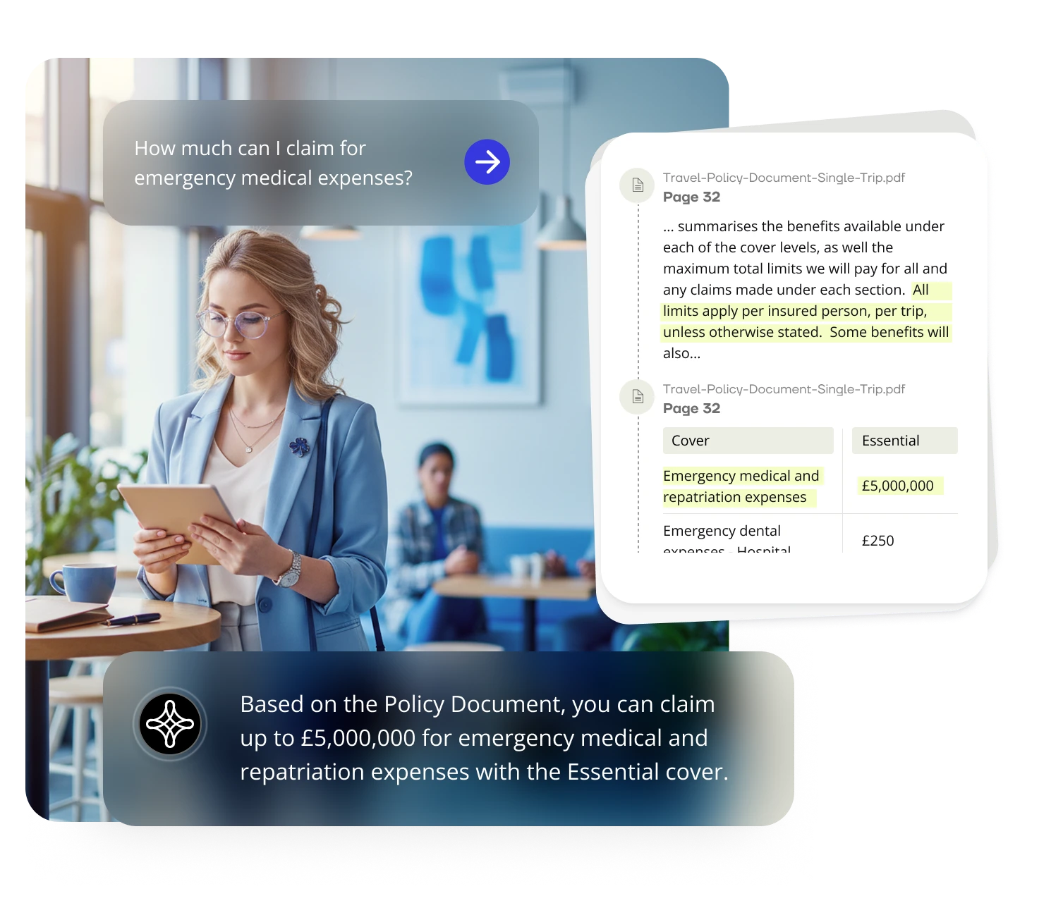 Photo of a person using Insurance Companion on their tablet