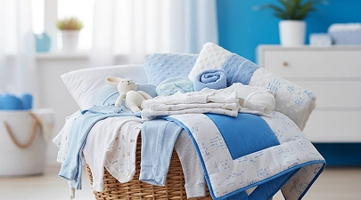 Basket of baby clothes