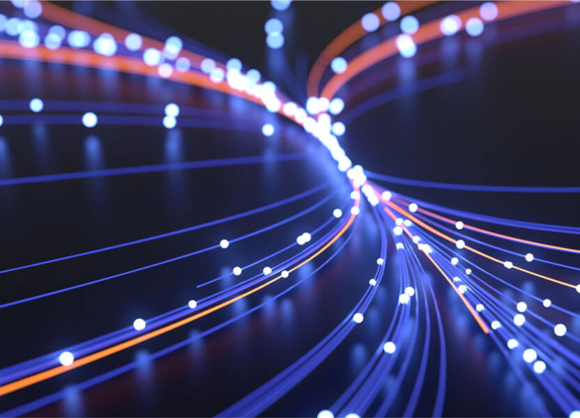 blue lights on a black background