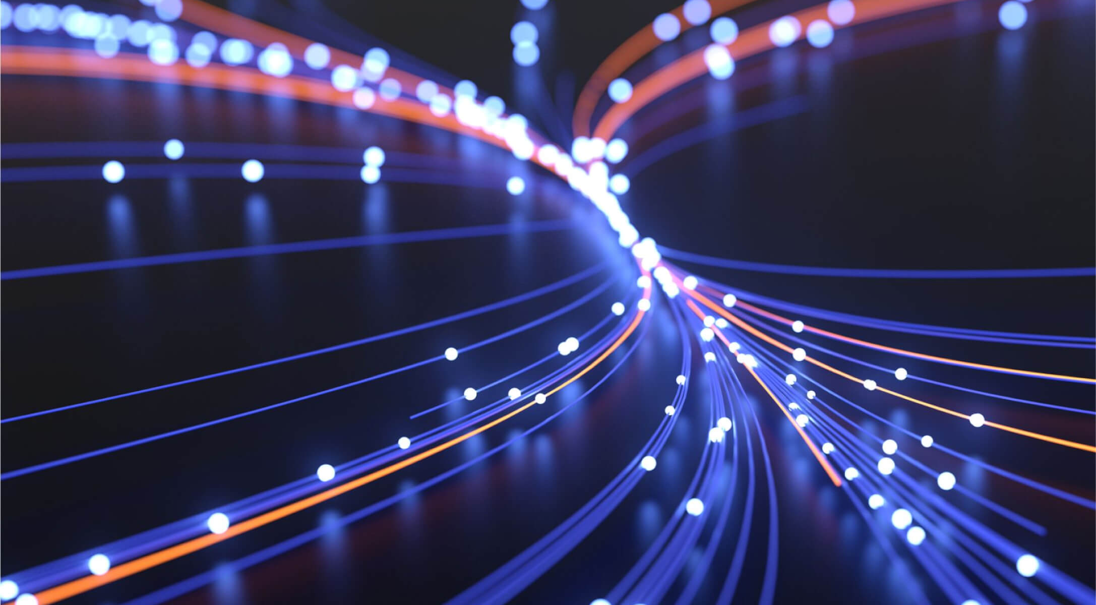 blue lights on a black background