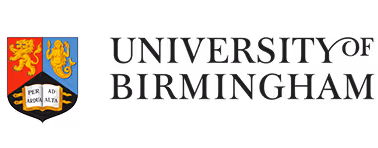 University of Birmingham logo with shield featuring a lion, an angel, and the motto 'Per Ardua Ad Alta'.