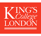 King's College London logo with white text on a red background.