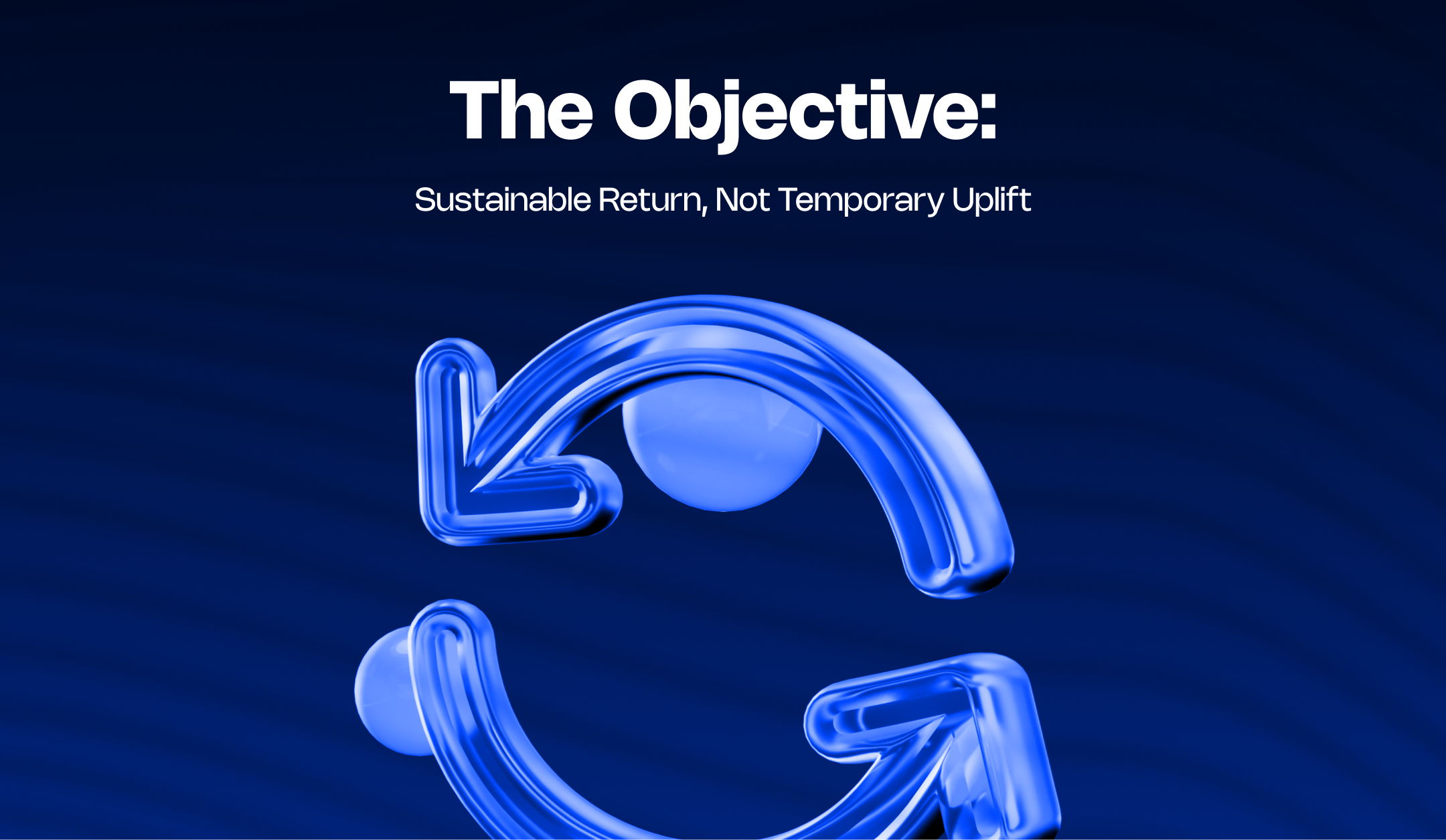 Blue 3D circular arrows icon representing sustainable player return and long-term retention objectives.