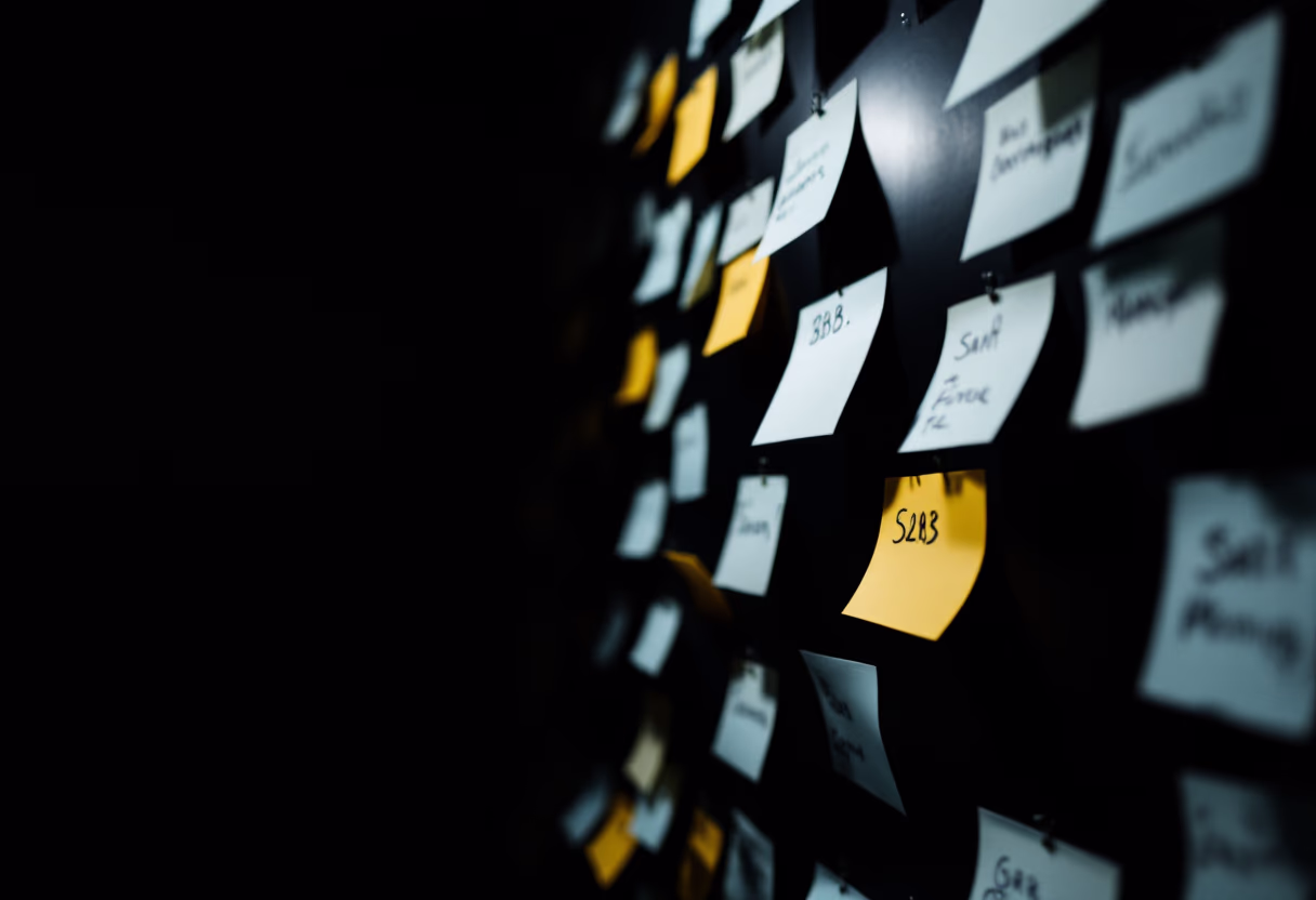 image of brainstorm session with sticky notes (for a b2b saas)