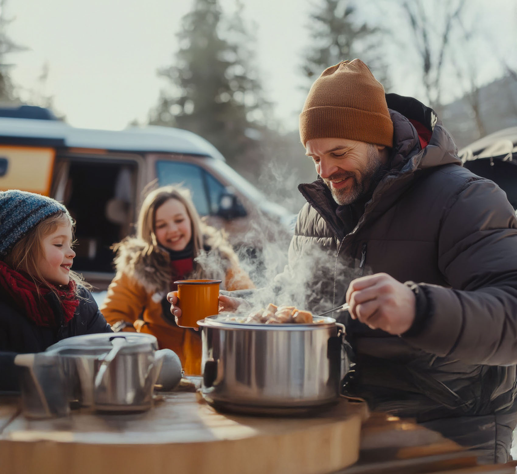 Erlebt entspannte Wintertage auf dem Hegi Familiencamping und genießt Natur, Ruhe und Campingkomfort.