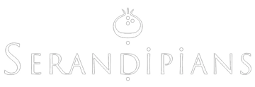Logo of Serandipians featuring stylized text and a circular emblem above the word.