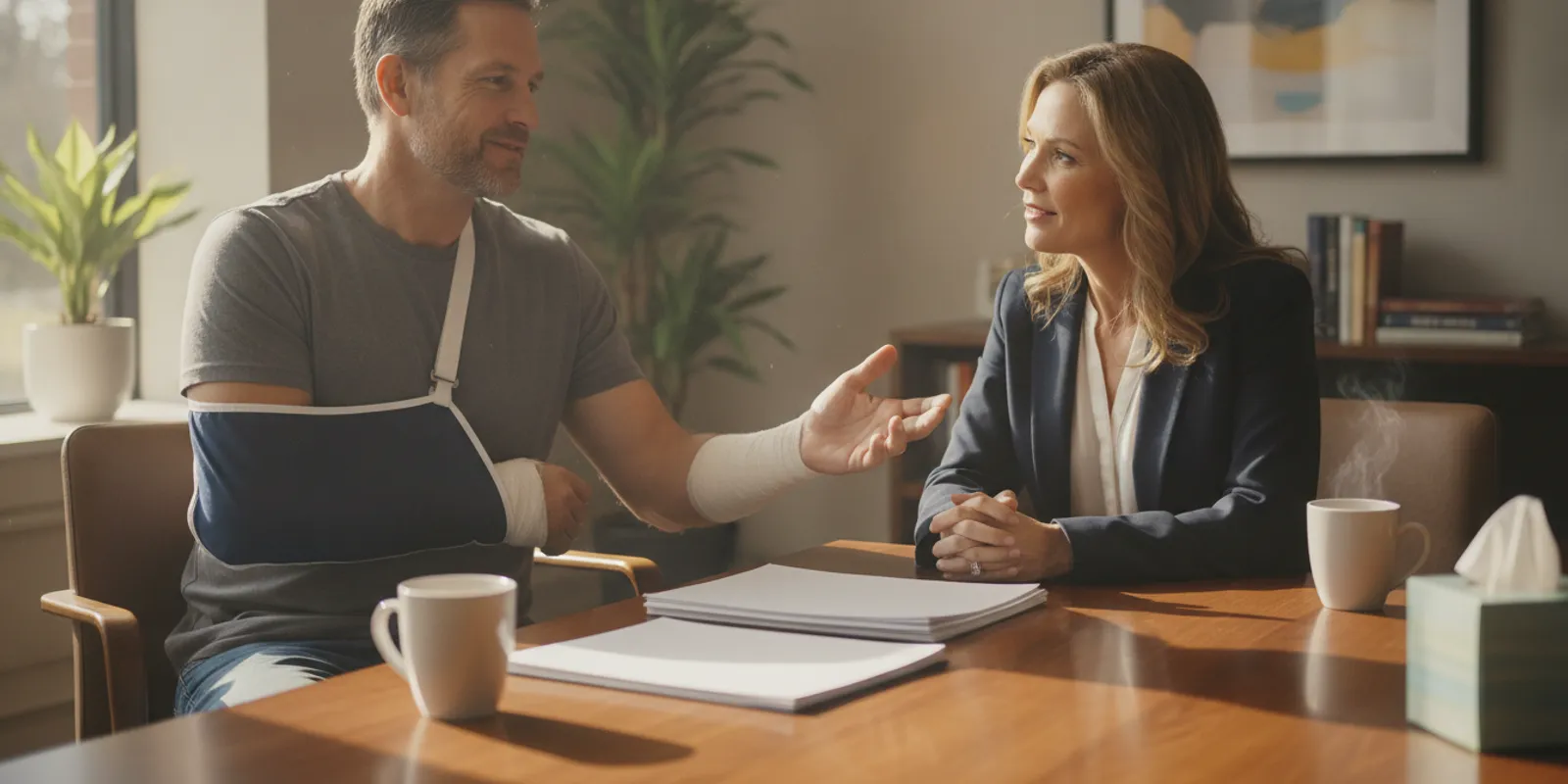 Worker meeting with an attorney about a workplace injury claim in Georgia