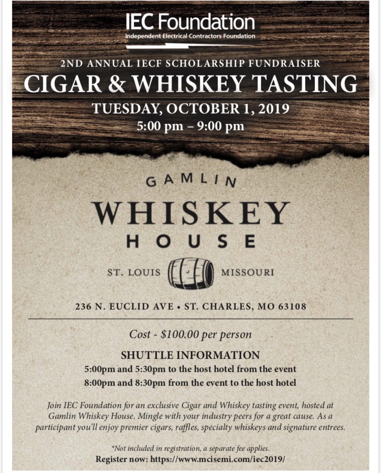 IECF Cigar & Whiskey Tasting Flyer 10/1/2019