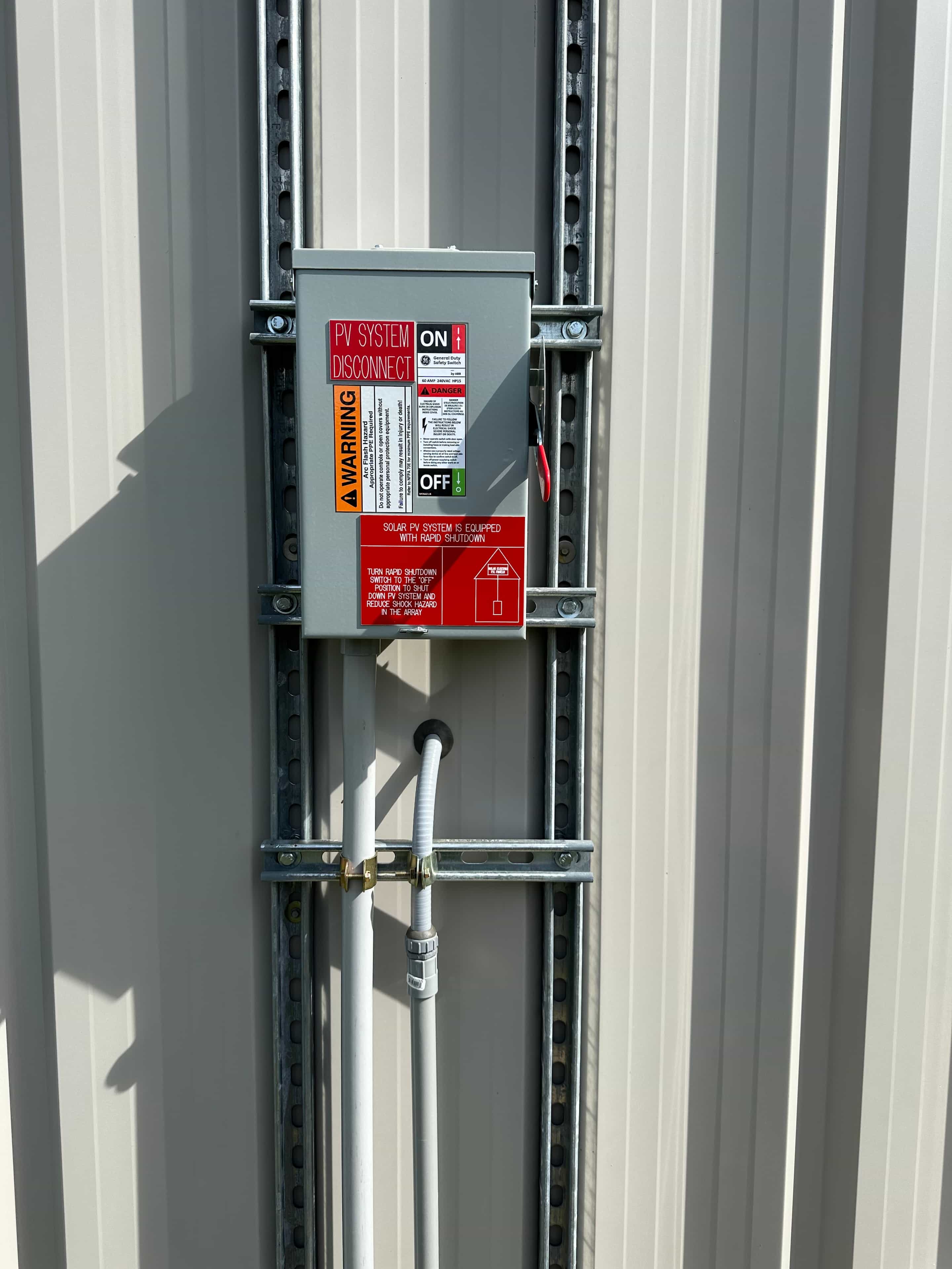 Solar PV System connection and disconnect on metal building