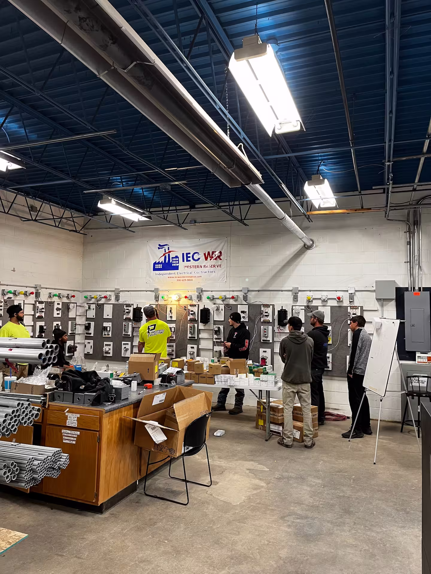 Newly updated electrician training facility classroom