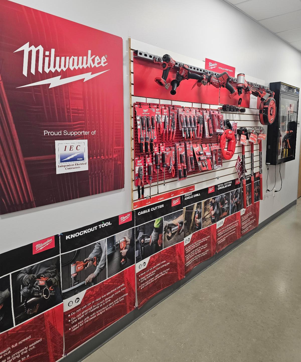Wall of Milwaukee tools