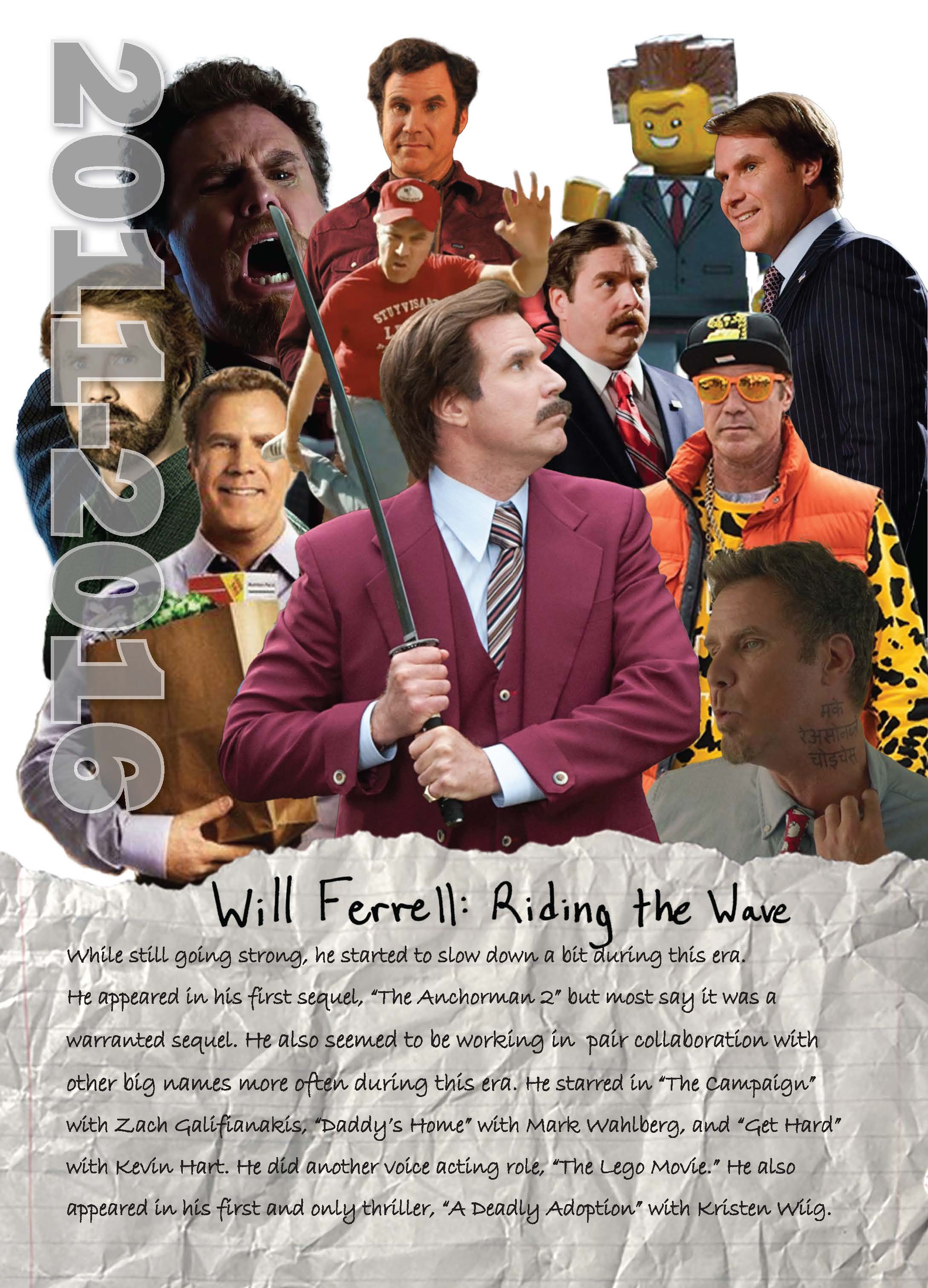 poster with collage of will ferrell characters from 2011-2016