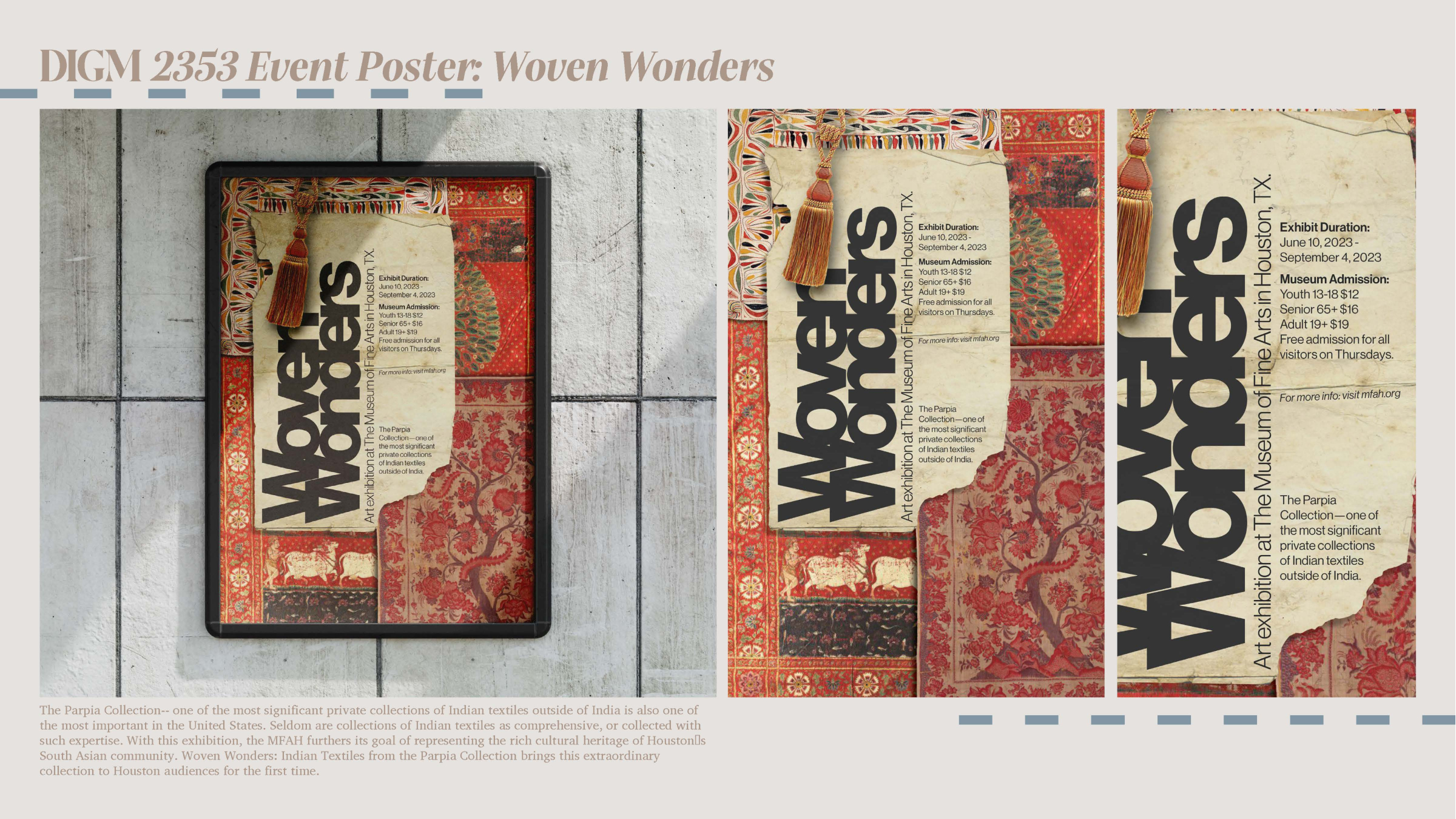 a poster for the textiles event called woven wonders