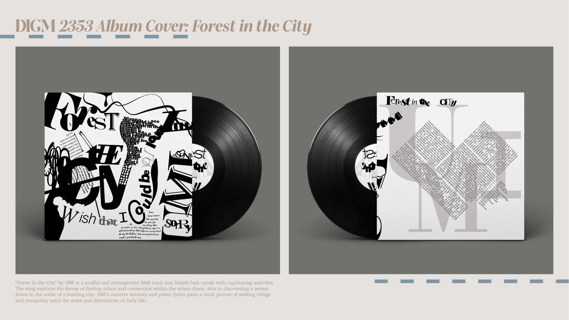 an album cover for an album called forest in the city by UMI
