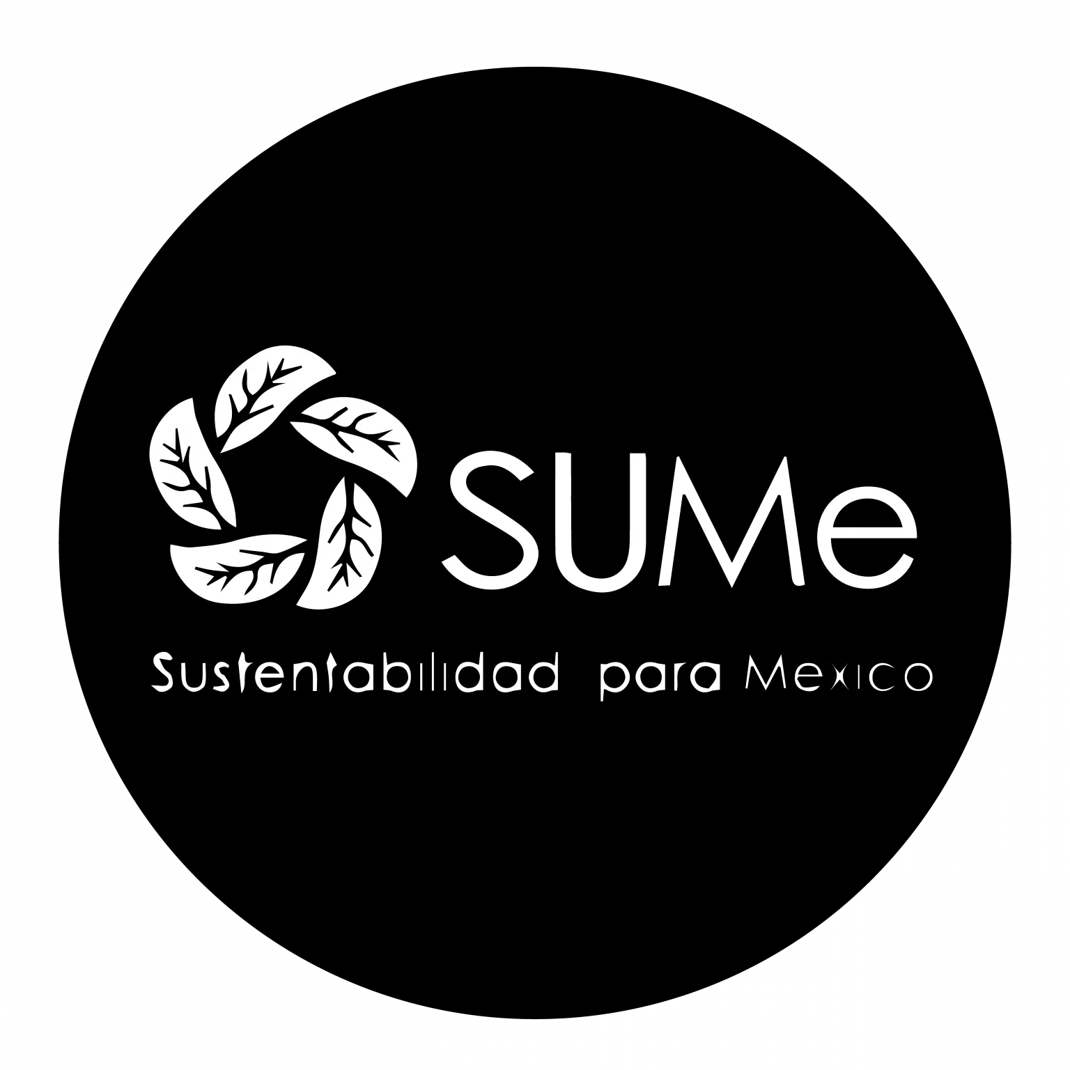 Logotipo de SUMe con cinco hojas formando un círculo y texto Sustentabilidad para Mexico.