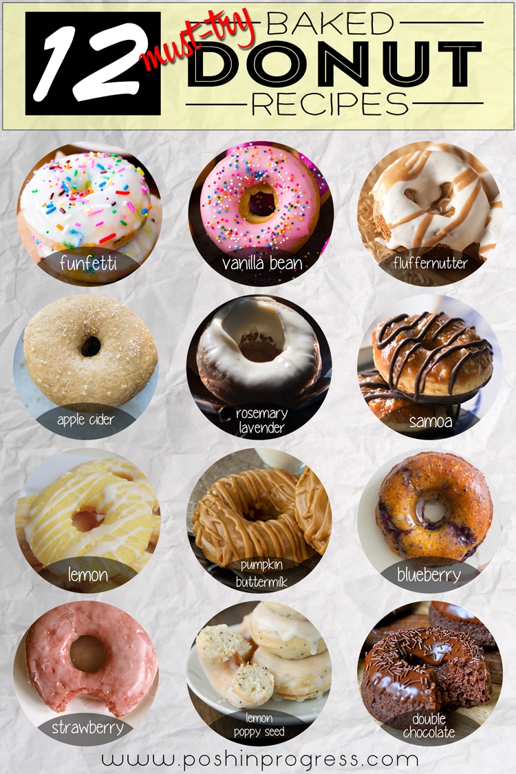 12 Must-Try Baked Donut Recipes featured by top LA lifestyle blogger, Posh in Progress | Baked Donut Recipes by popular LA lifestyle blog, Posh in Progress: collage image of baked donuts.