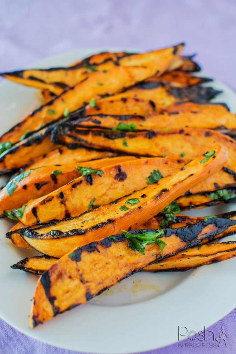 Cilantro-Lime Grilled Sweet Potato Wedges | Memorial Day Grilling Recipes by popular LA lifestyle blog, Posh in Progress: image of cilantro lime sweet potato wedges. 
