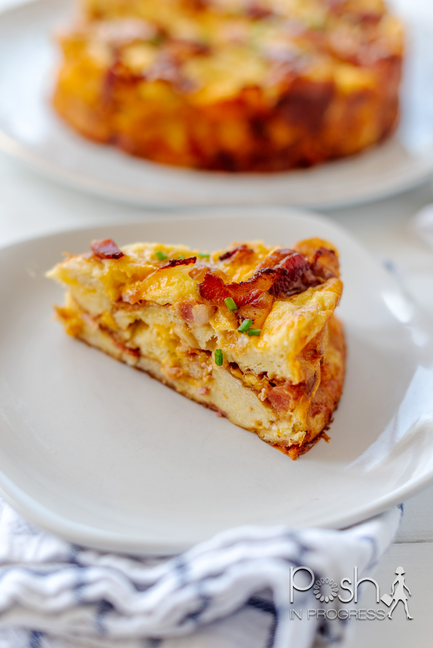Bacon Egg and Cheese Strata Recipe featured by top LA lifestyle blogger, Posh in Progress