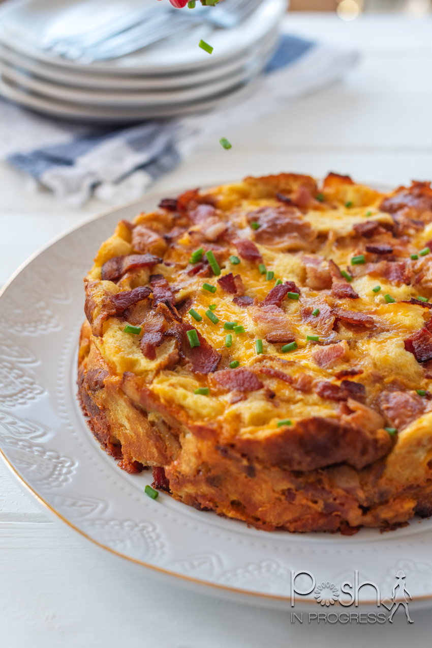 Bacon Egg and Cheese Strata Recipe featured by top LA lifestyle blogger, Posh in Progress