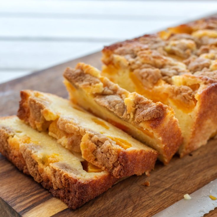 Peach Cobbler Pound Cake Recipe featured by top LA lifestyle blogger, Posh in Progress