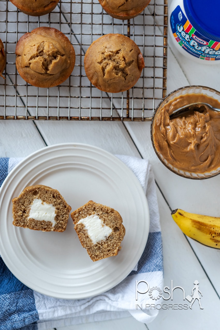 these fluffernutter muffins with marshmallow creme are delicious!