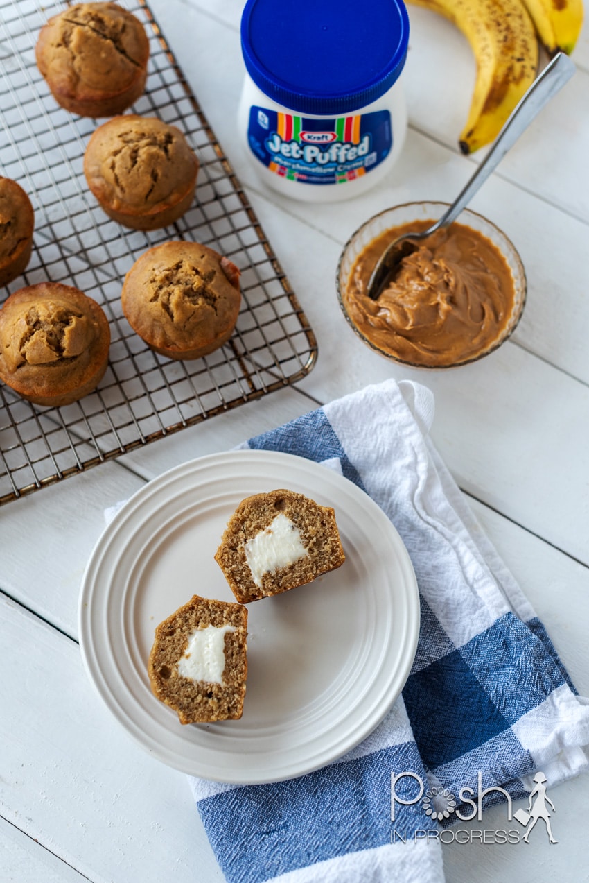 these fluffernutter muffins with marshmallow creme are delicious!